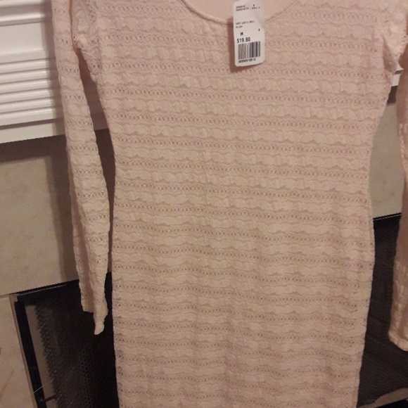 NWT Forever 21 Blush Lace Dress Bodycon Medium - Picture 3 of 7